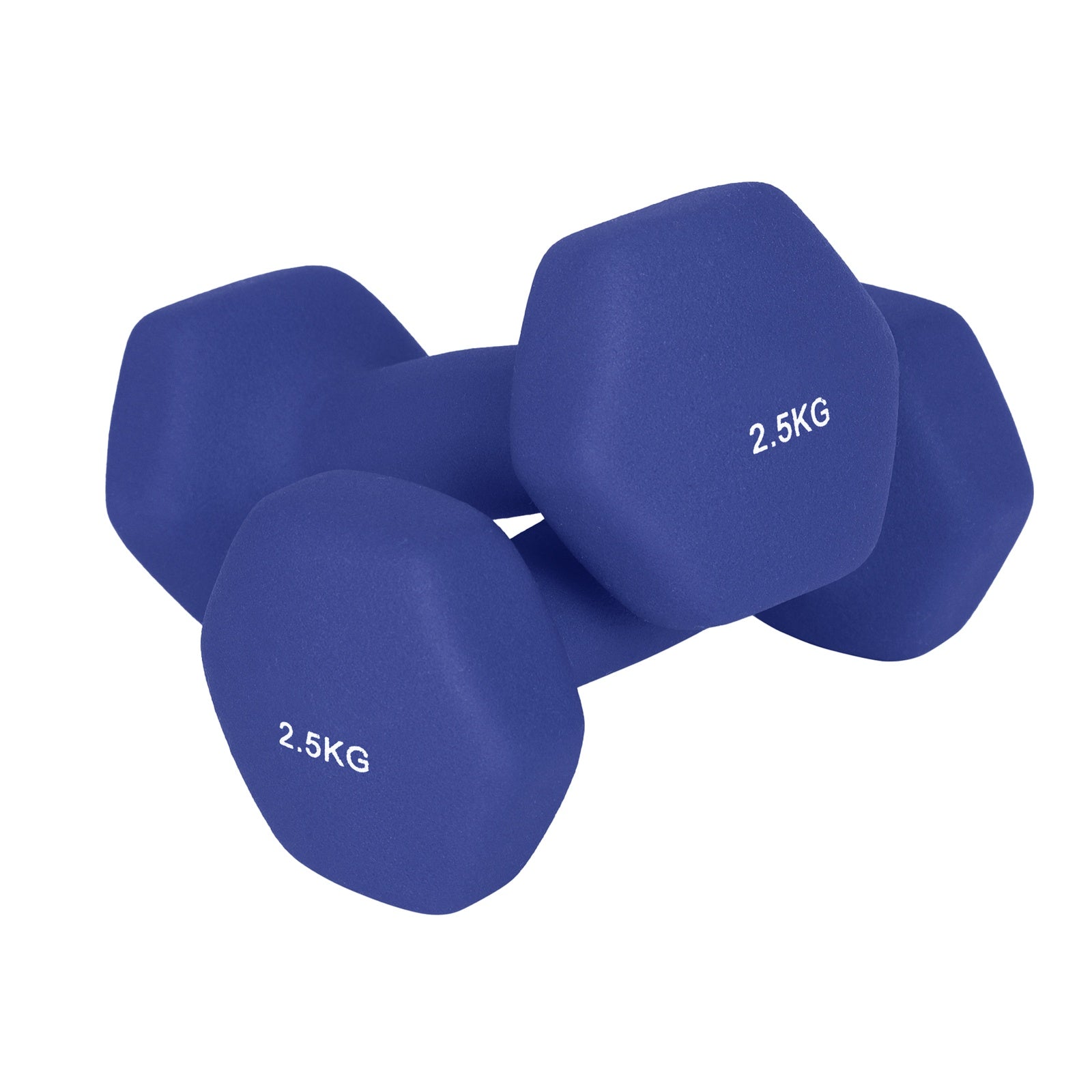 JOYFURNOSPaire d’haltères hexagonaux 2,5 kg, poids à main revêtus de néoprène pour entraînement à domicile, remise en forme et renforcement musculaire, bleu portuaire