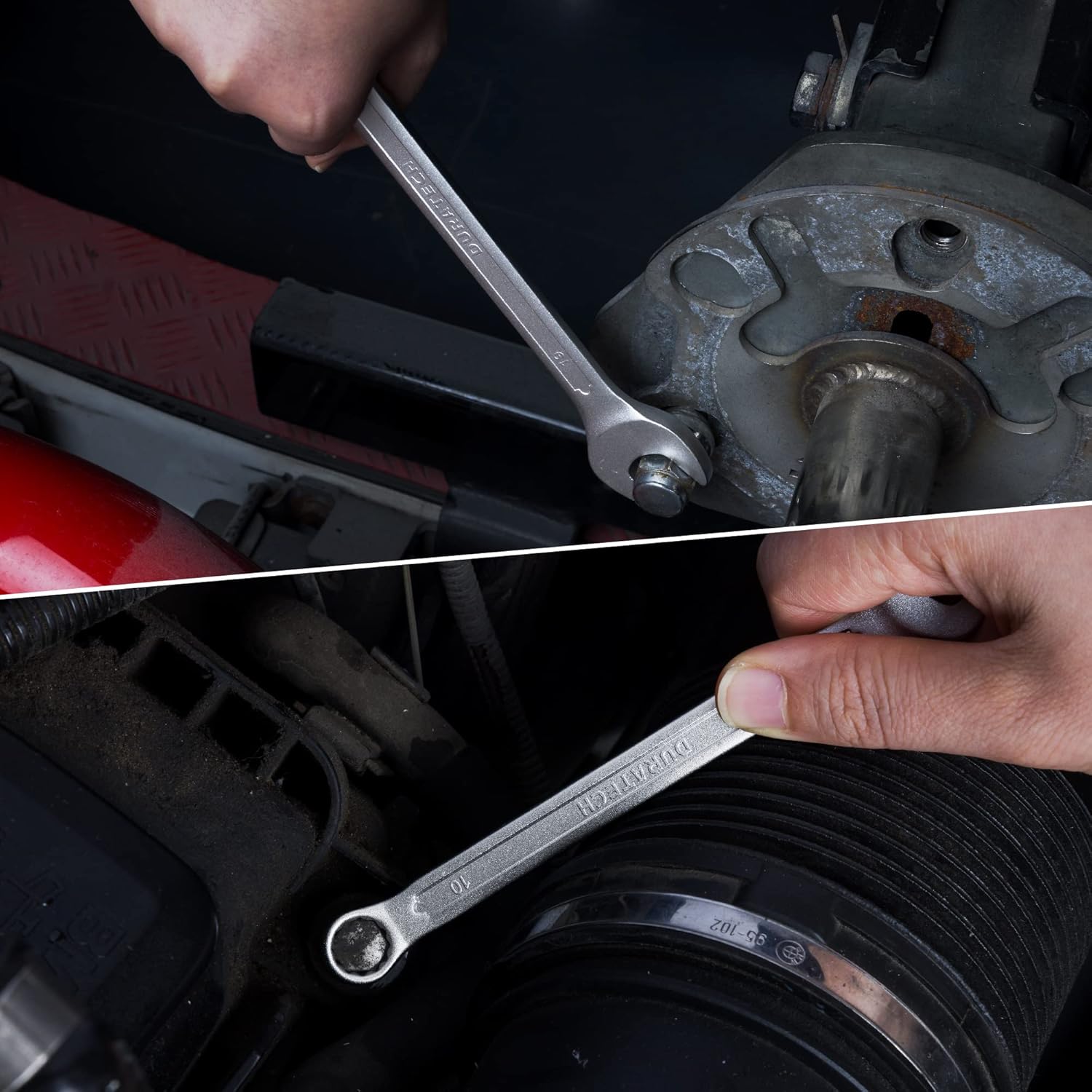 DURATECH Jeu de clés mixtes 12 pièces, 6-22 mm, Acier Cr-V, Bout coudé | Coudé à 15°, Clés à anneau et à bout ouvert, Bout fermé à 12 points, Acier chrome-vanadium, Finition chromée