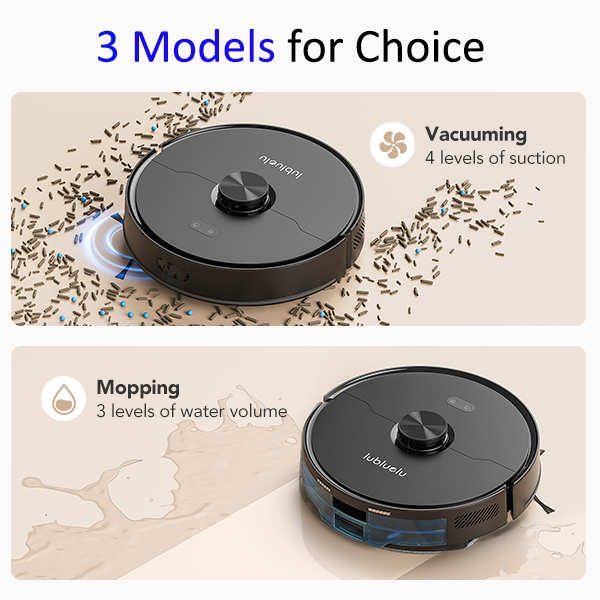 Lubluelu L15 Max Robot aspirateur laveur 3-en-1, aspiration puissante 4000 Pa, navigation laser et mémorisation de 5 cartes, 55 dB silencieux, contrôle par application, idéal poils d'animaux, tapis, sols durs