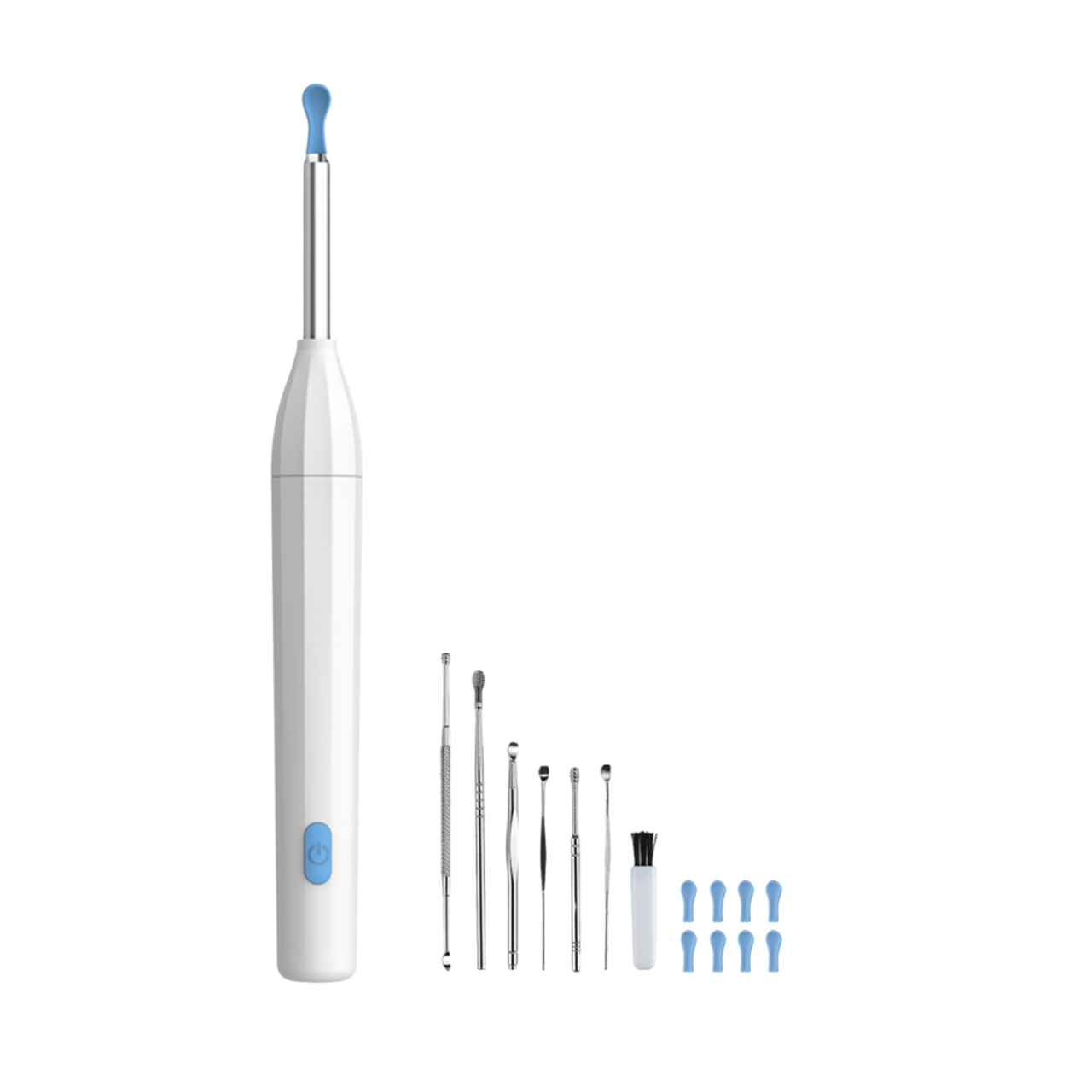 Sunluxy P2 Otoscope avec caméra HD 5 MP, 6 LED, embout en silicone souple, étanche IPX5, recharge USB-C, compatible iOS et Android - Blanc