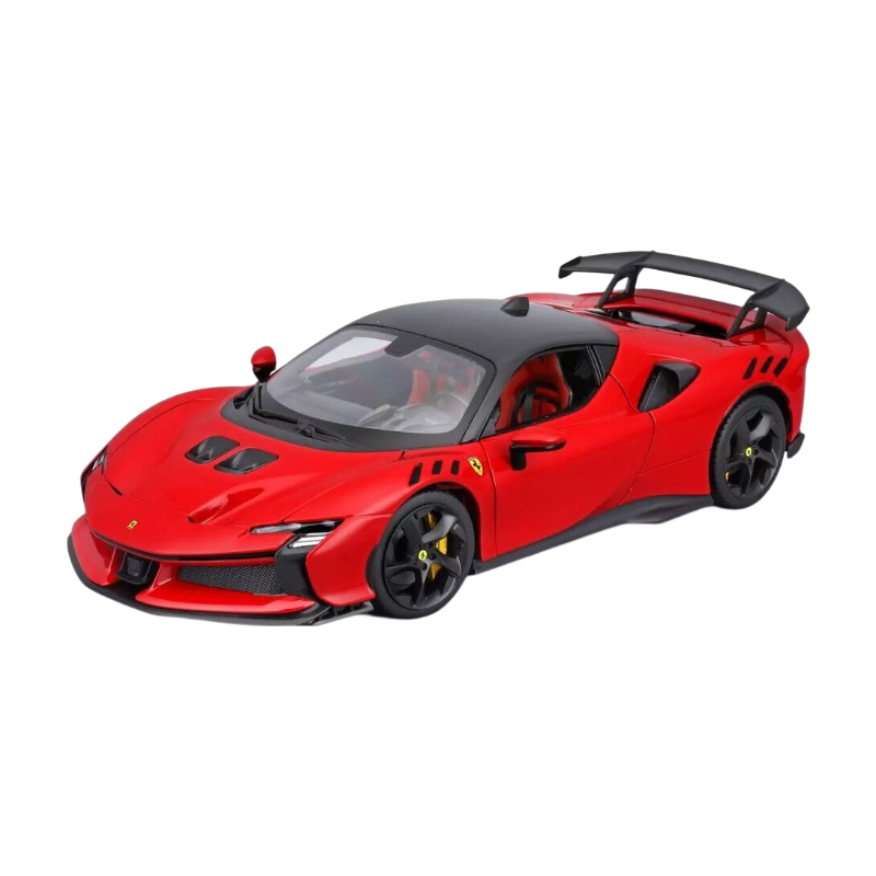Bburago Race & Play 1:18 Ferrari SF90 XX Stradale, Rosso Corsa avec toit noir modèle en métal coulé sous pression