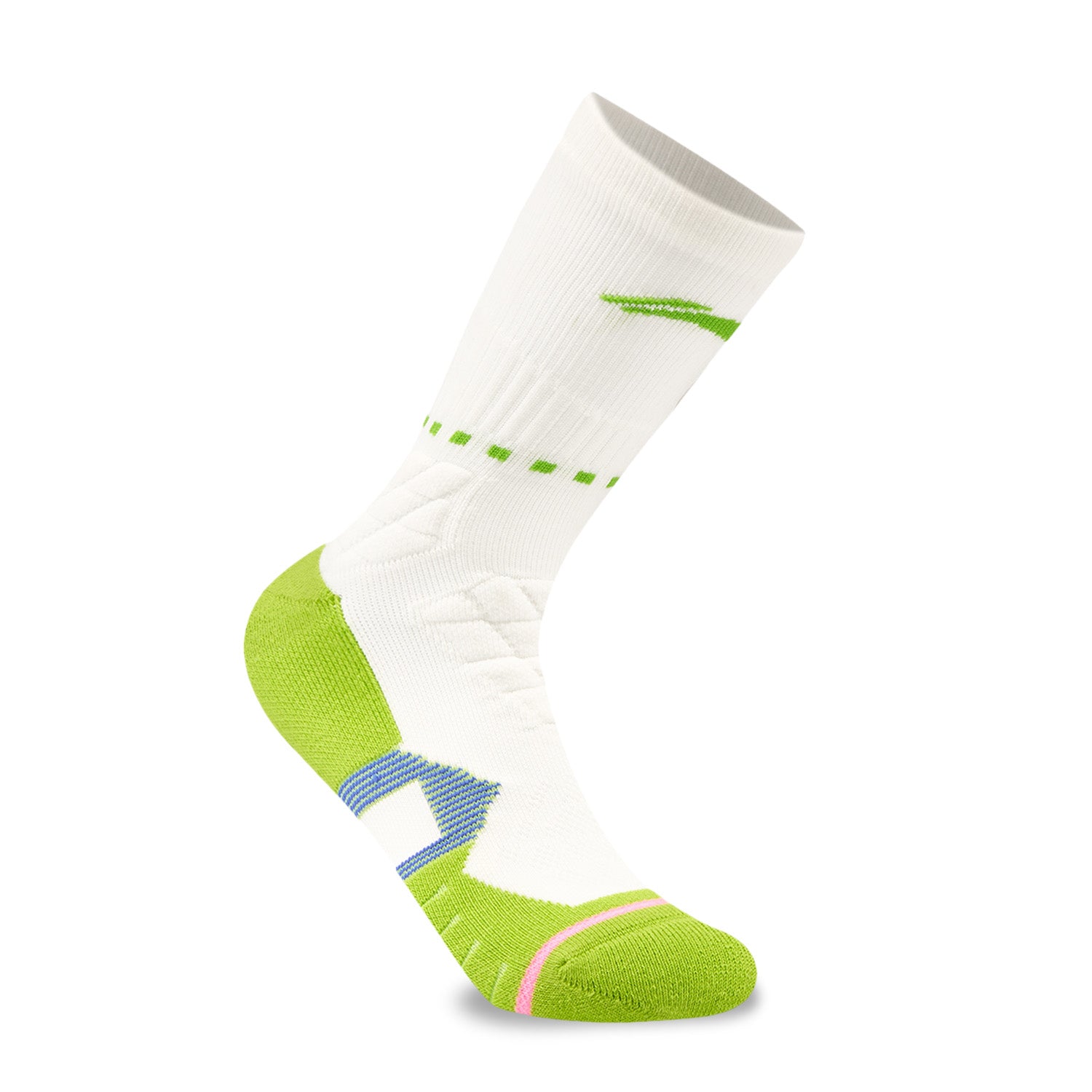 LI-NING Chaussettes mi-longues de basket-ball résistantes, confortables et respirantes blanc/rose vif/vert prairie fluo XL
