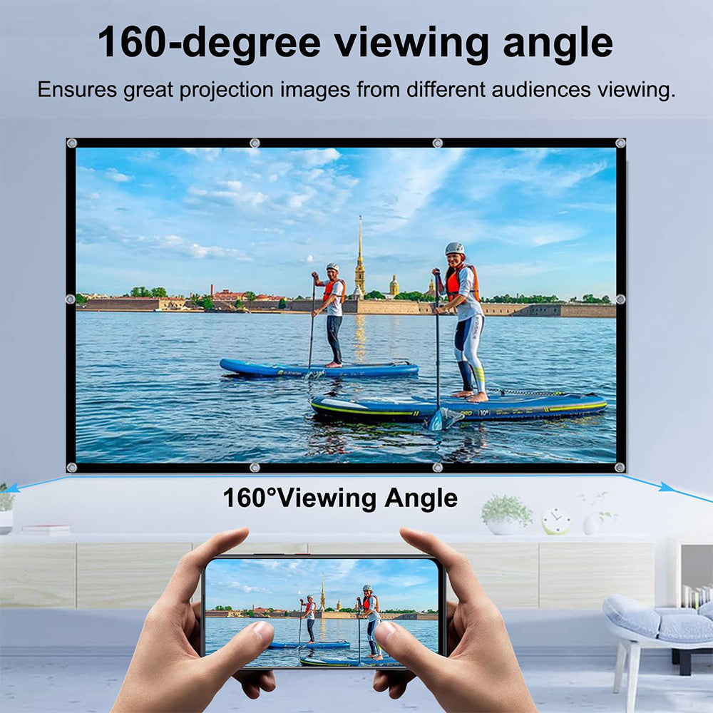 XBJ Écran de projection 120 pouces 16:9 | Écran de projection double face pliable anti-froissement HD 4K portable, angle de vision large de 160°