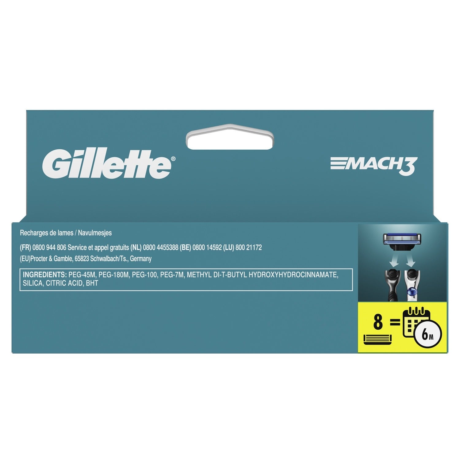 GILLETTE Lames de rasoir Pour Homme Mach 3 - 8 lames