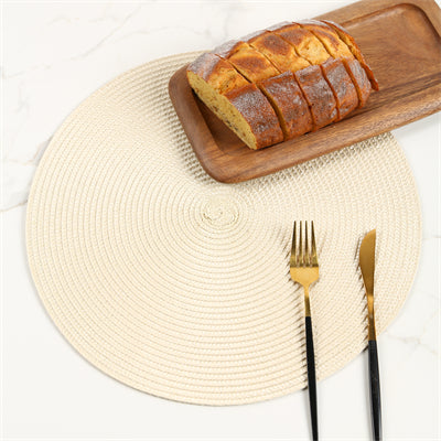 Set de table rond en polypropylène riz perlé, Lot de 6 sets de table ronds tressés lavables antidérapants pour tables à manger, 15 pouces, Décoration intérieure