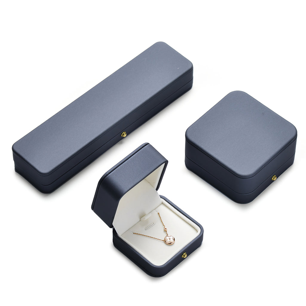 Oirlv boîte de rangement pour bague et pendentif en cuir haut de gamme bleu acier, présentation de bijoux