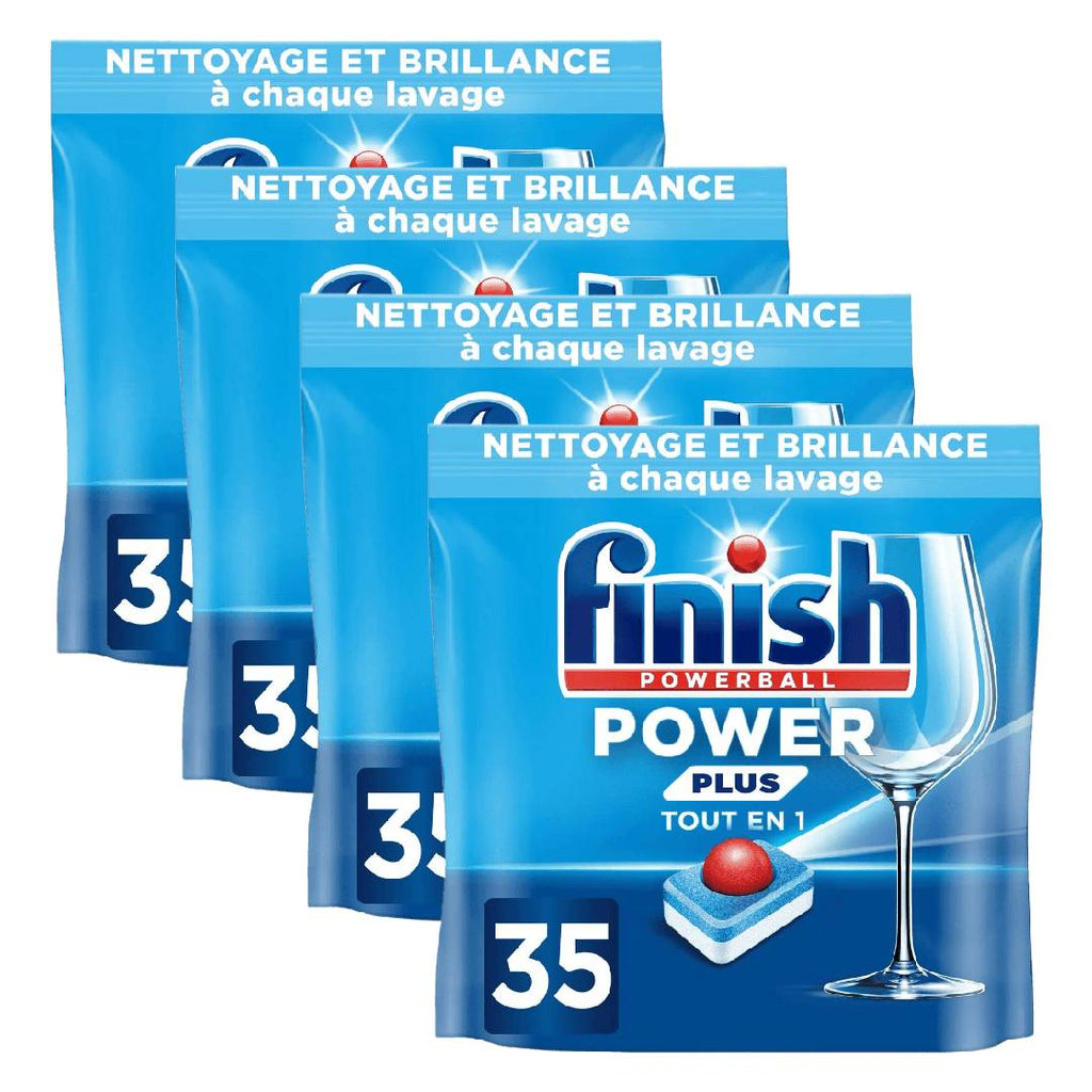 FINISH Power Plus Powerball Tablettes Lave-vaisselle Tout-en-1 Nettoyage en Profondeur Parfumées 4 x 35 Tablettes (= 140 Tablettes)