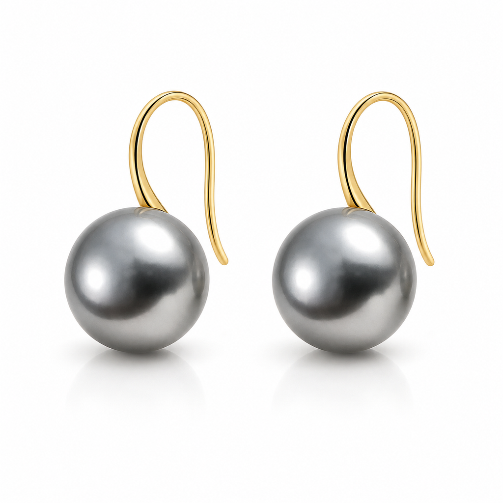 VoxorAI EH5 - Boucles d'oreilles perles gris foncé, puces d'oreilles, pendantes, luxe haut de gamme, style de niche, nouveauté polyvalente, article phare