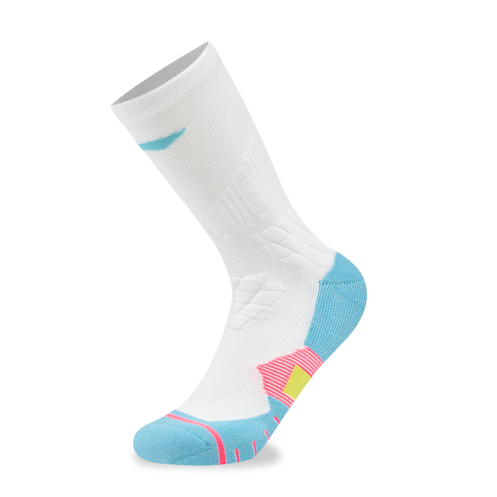 LI-NING Chaussettes mi-longues de basket-ball résistantes, confortables et respirantes blanc/bleu glacier XL