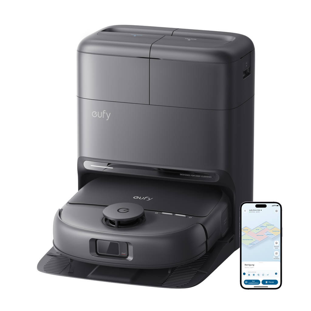 eufy C28 Omni, aspirateur robot avec serpillière, serpillière à rouleau HydroJet auto-nettoyante, puissance d’aspiration de 15 000 Pa