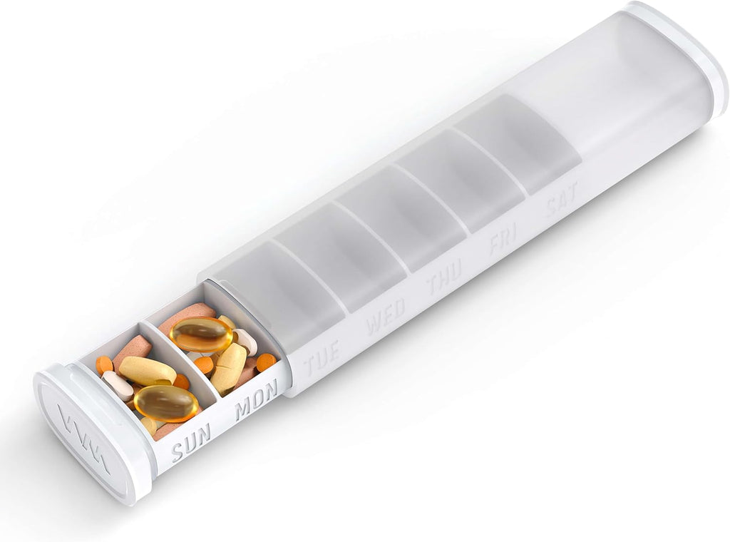 VVM Boîte à Pilules Hebdomadaire 7 Jours, Organisateur Quotidien de Médicaments, Étui de Voyage Ergonomique pour Arthrite, Porte-Comprimés à Tiroir Coulissant pour Vitamines