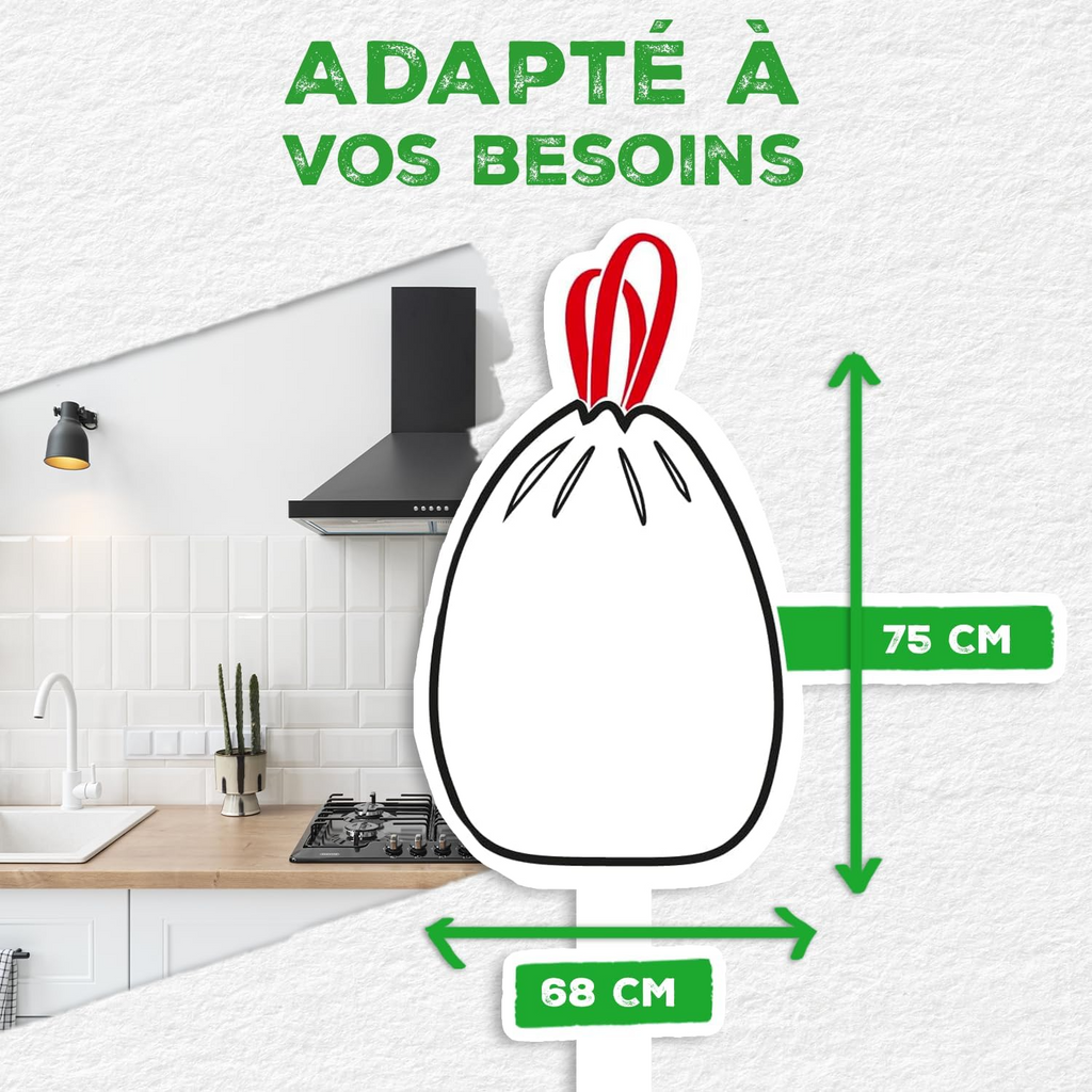 ALFAPAC Sacs Poubelle, 50 L, Fermeture Coulissante, Ultra-Résistants, sans Parfum, 10 Sacs