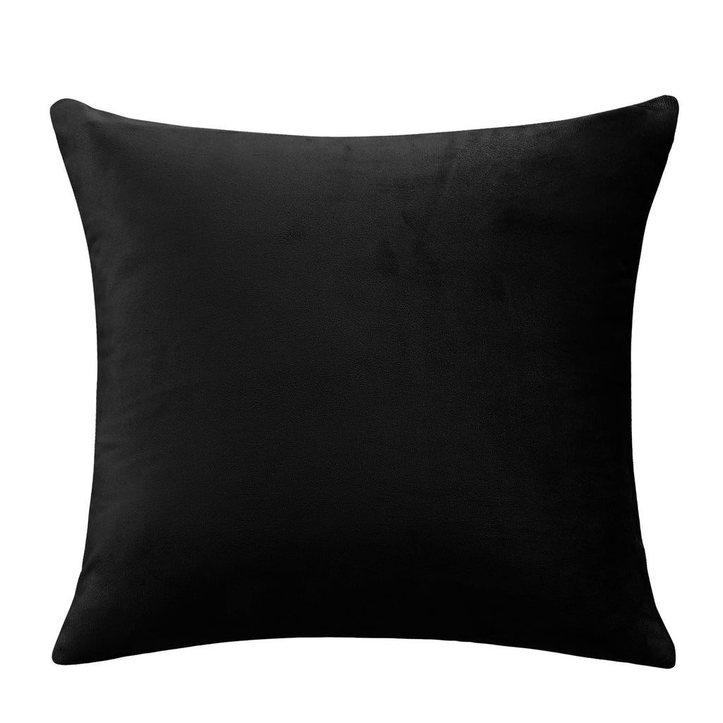 Deconovo Housse de coussin en velours néerlandais, coloris noir, 50 x 50 cm, 1 pièce