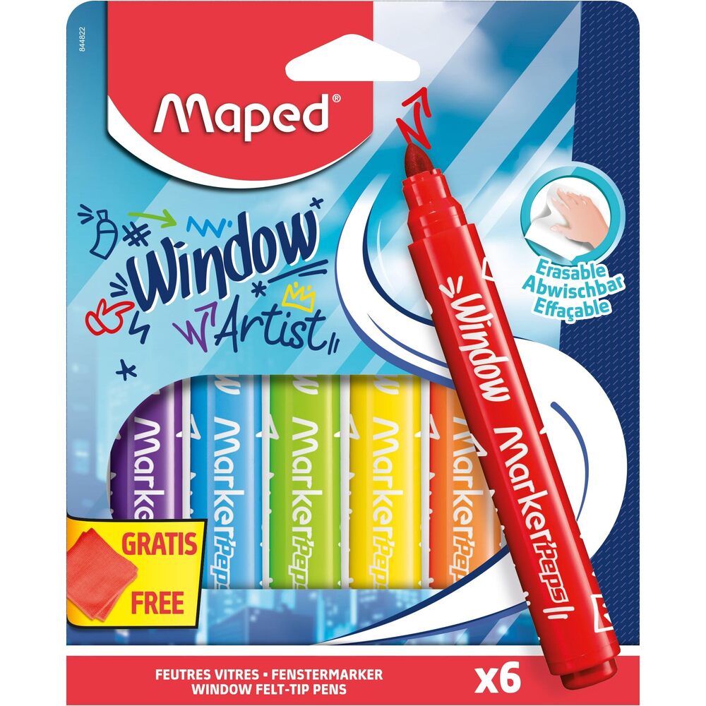 Maped Marqueurs en verre Markerpeps X6 + Chiffon BT Cart