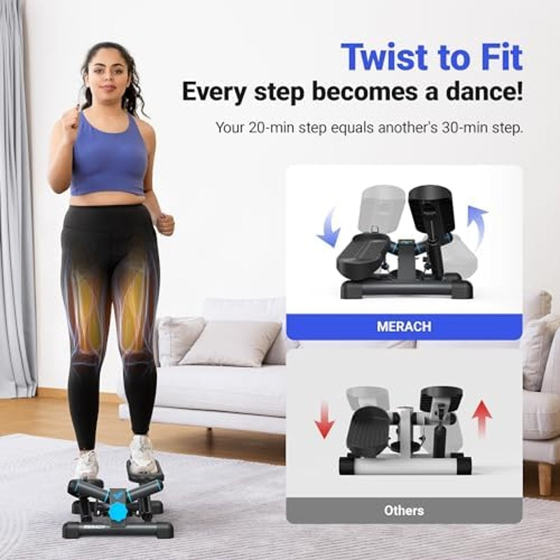 Merach Mini-stepper avec bandes de résistance pour entraînement complet du corps à domicile