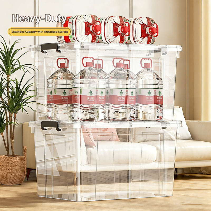 E-YAYUN Lot de 4 Boîtes de rangement épaisses en plastique transparent 42 x 30 x 25 cm