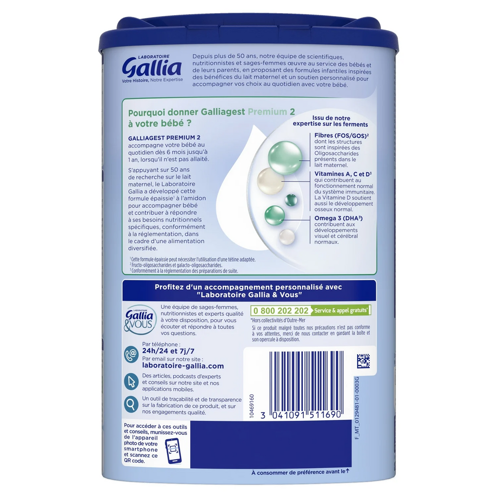 Laboratoire Gallia Galliagest Premium 2nd Age Lait de Suite 820 g
