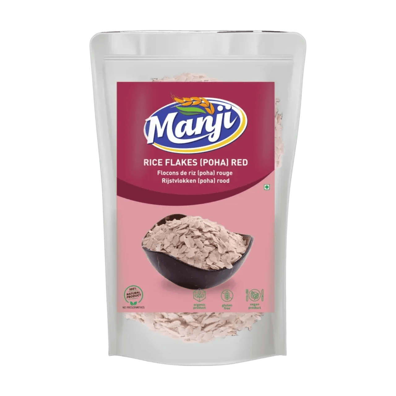 Manji Poha flocons de riz rouge - 500 g