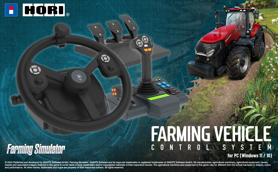 Hori Système de contrôle des véhicules agricoles Farming Vehicle Control System pour PC - Inclus Volant, Levier de commande et Pédales