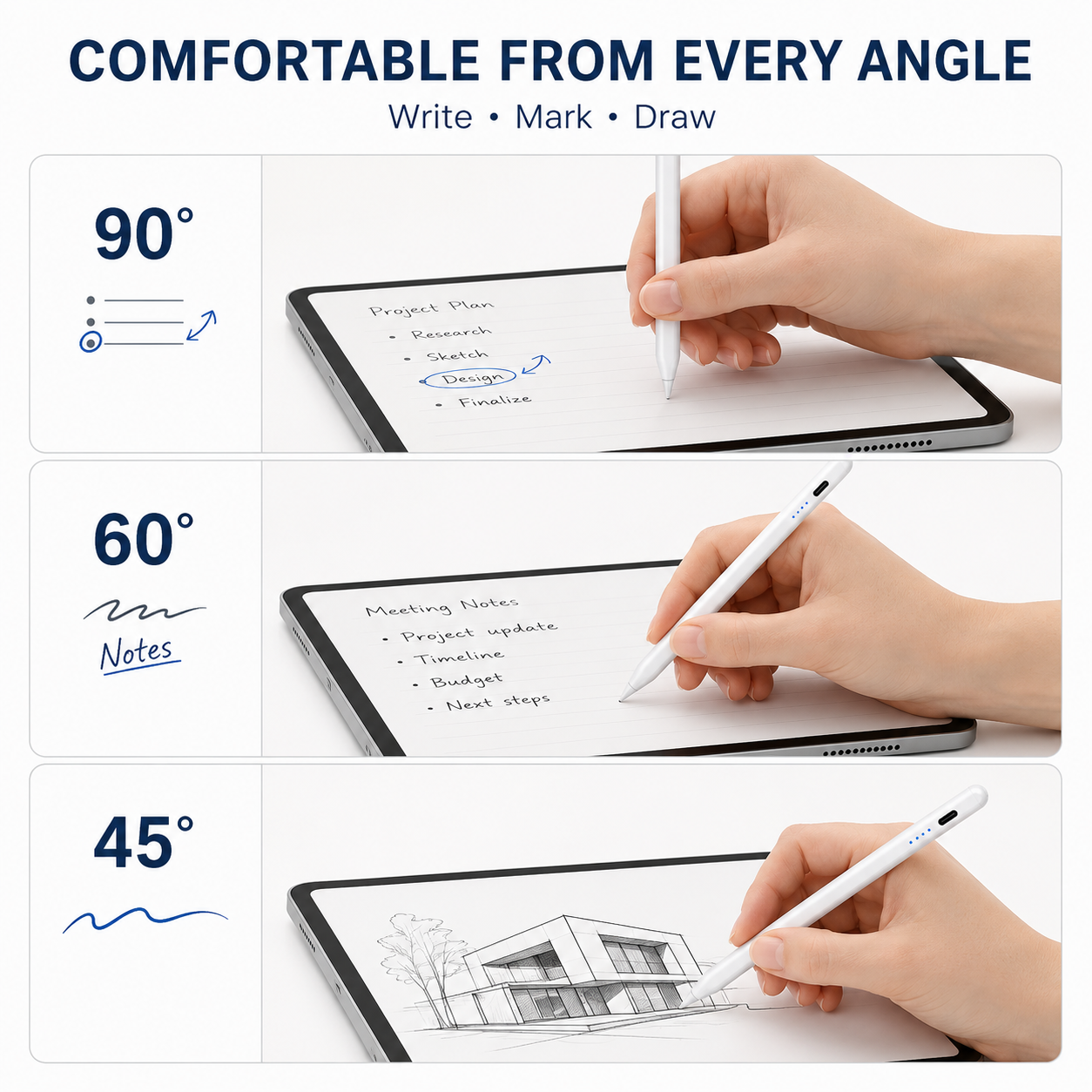 VoxorAI HL-U05 Stylet universel pour tablette iOS, iPad, Android et Microsoft - Blanc