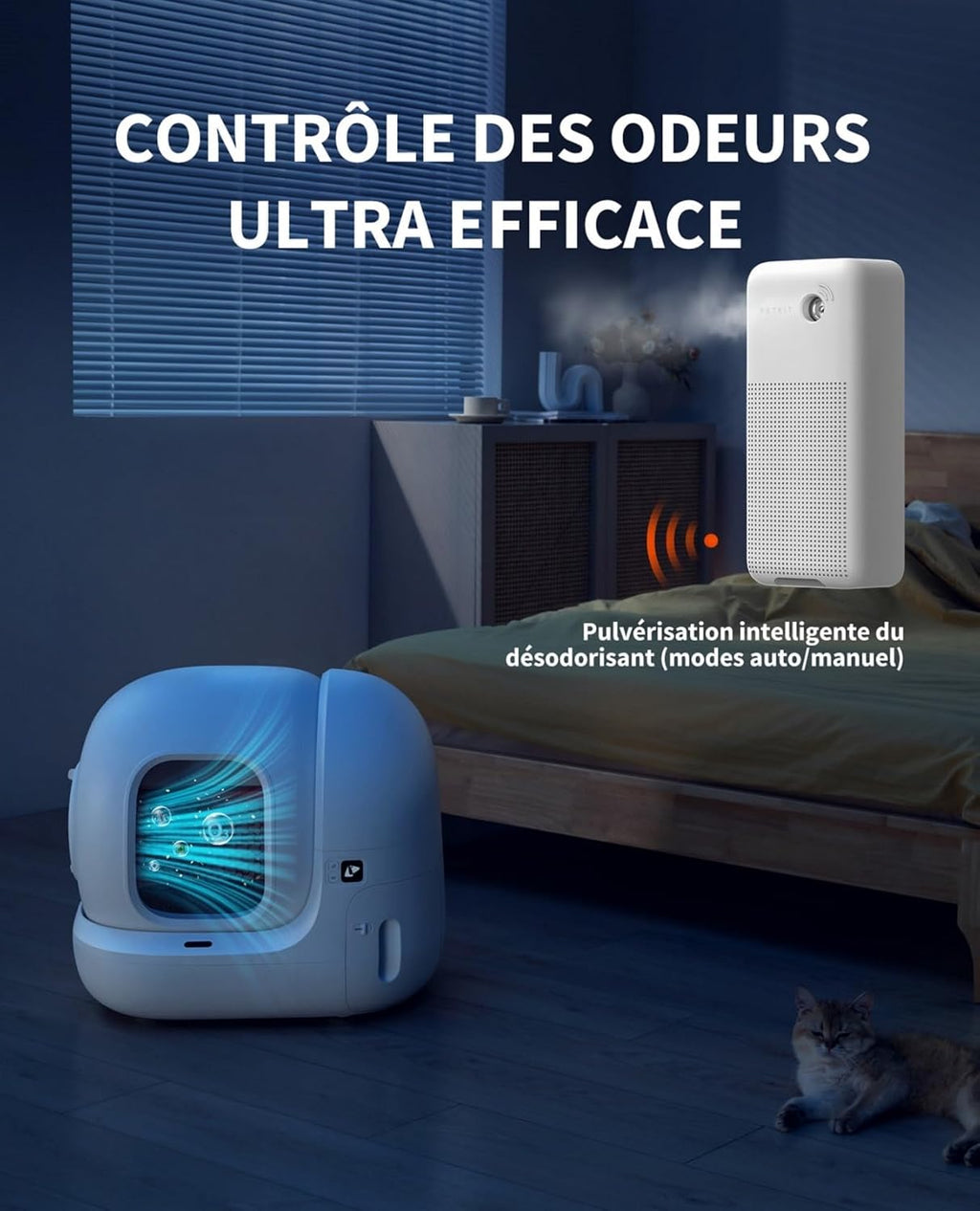 PETKIT Pura Max 2 Bac à litière automatique, 76 L, xSecure, Adapté aux foyers avec plusieurs chats (Désodorisant et tapis de litière offerts, N50 inclus, 2 sacs à déchets inclus)