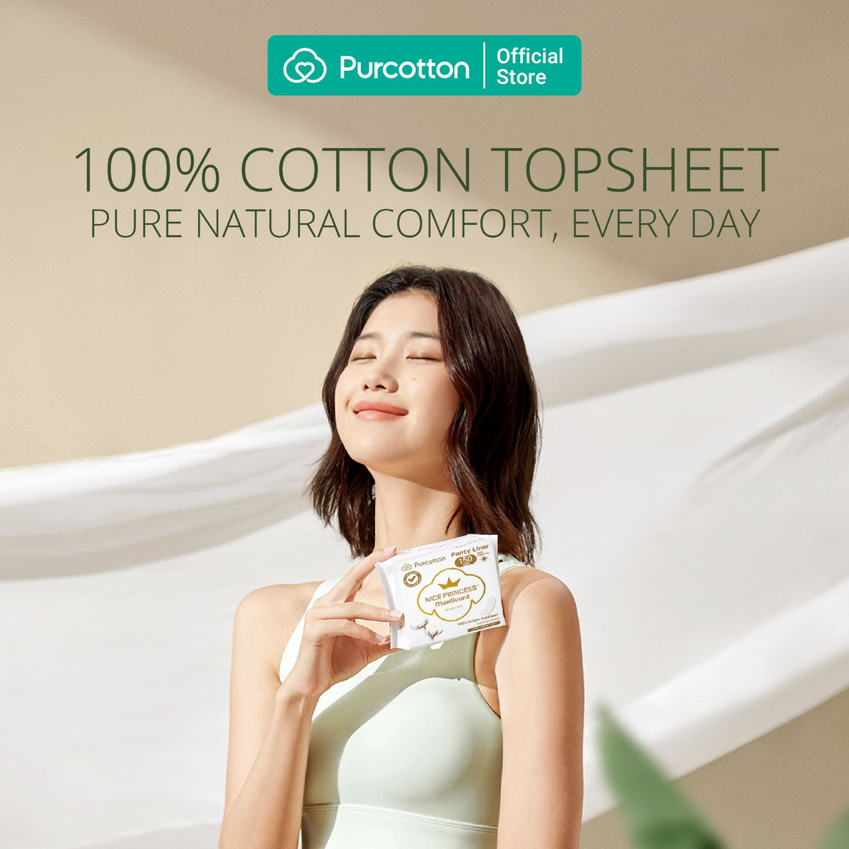 PURCOTTON NICE PRINCESS Protège-slips MaxGuard 150 mm 20 Pièces
