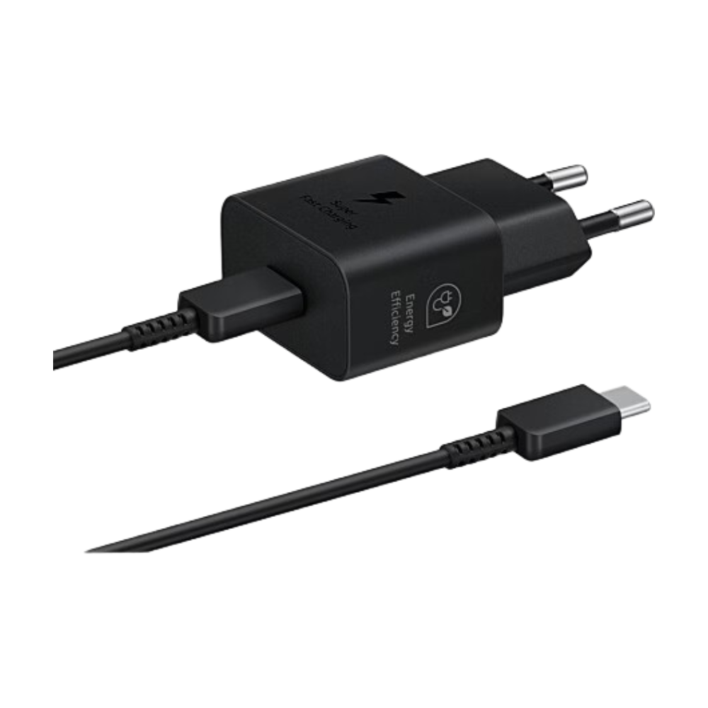 Samsung Adaptateur secteur mural USB-C d’origine à charge super rapide 25 W, Noir