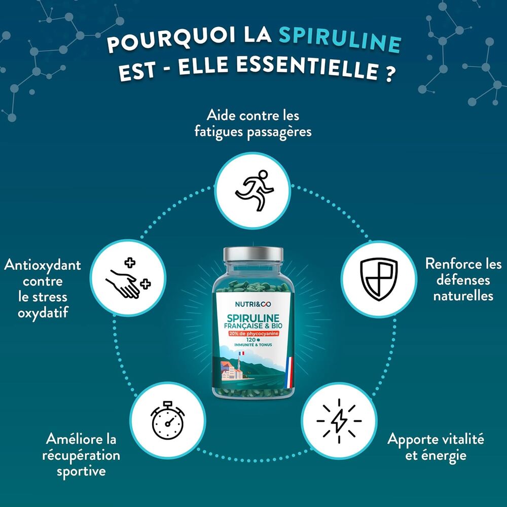 Nutri&Co Spiruline BIO 100 % française - 120 comprimés