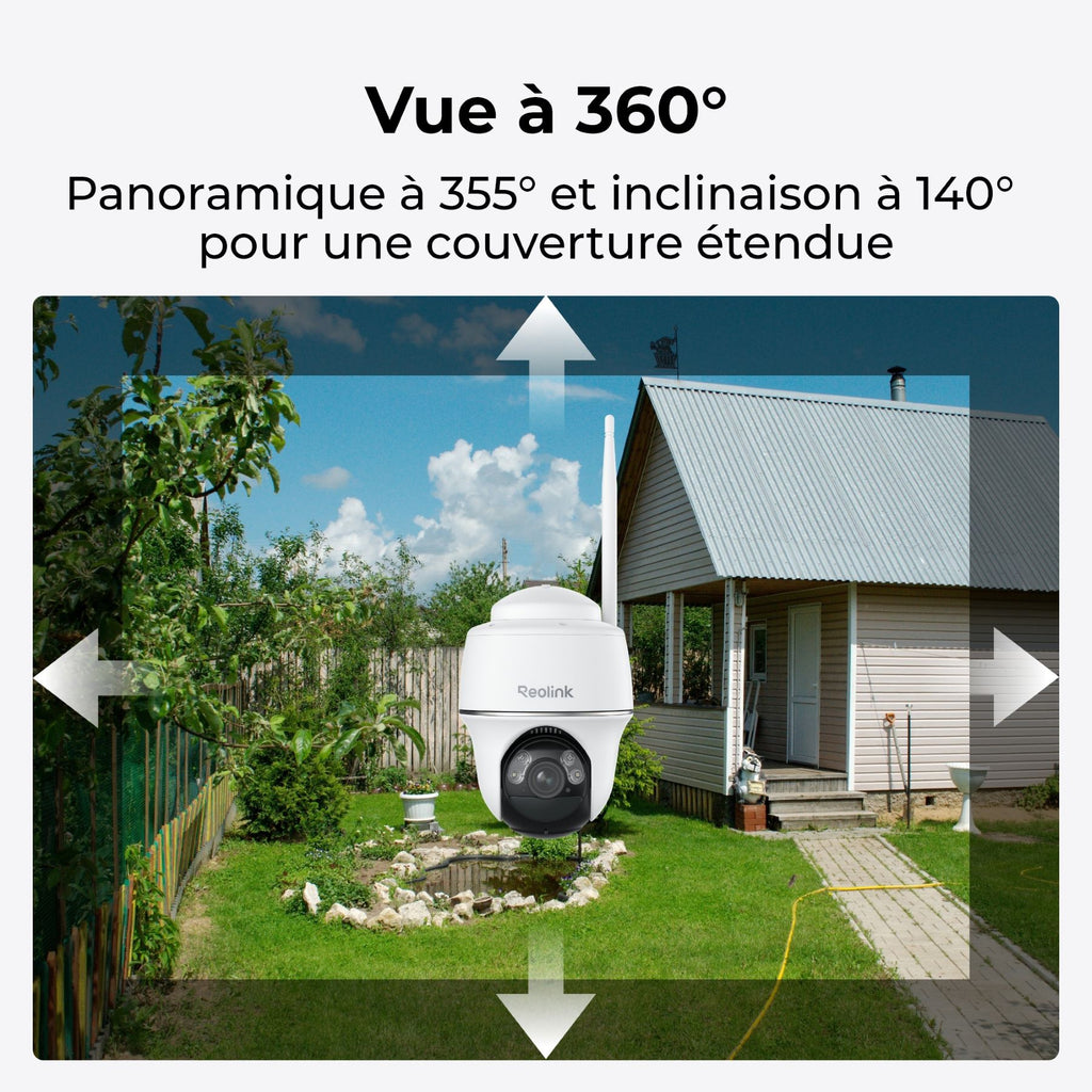REOLINK B430 Pack Solaire avec panneau solaire et caméra de surveillance extérieure 3K 5MP – Blanc