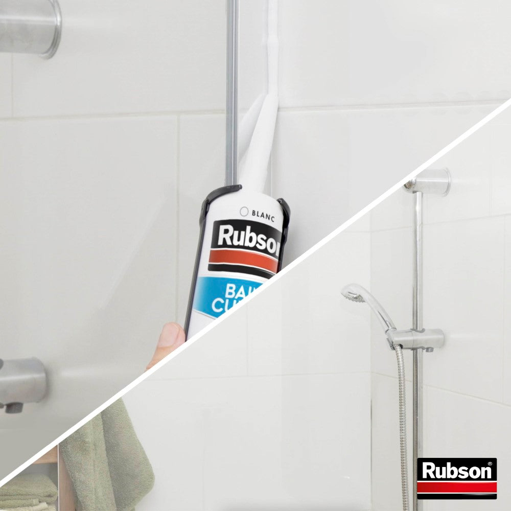 Henkel Rubson, Mastic Bain & Cuisine Silicone Évite Les Moisissures Blanc (cartouche de 280 ml) – Mastic sanitaire à base de silicone – Mastic étanche renforcé en antifongique
