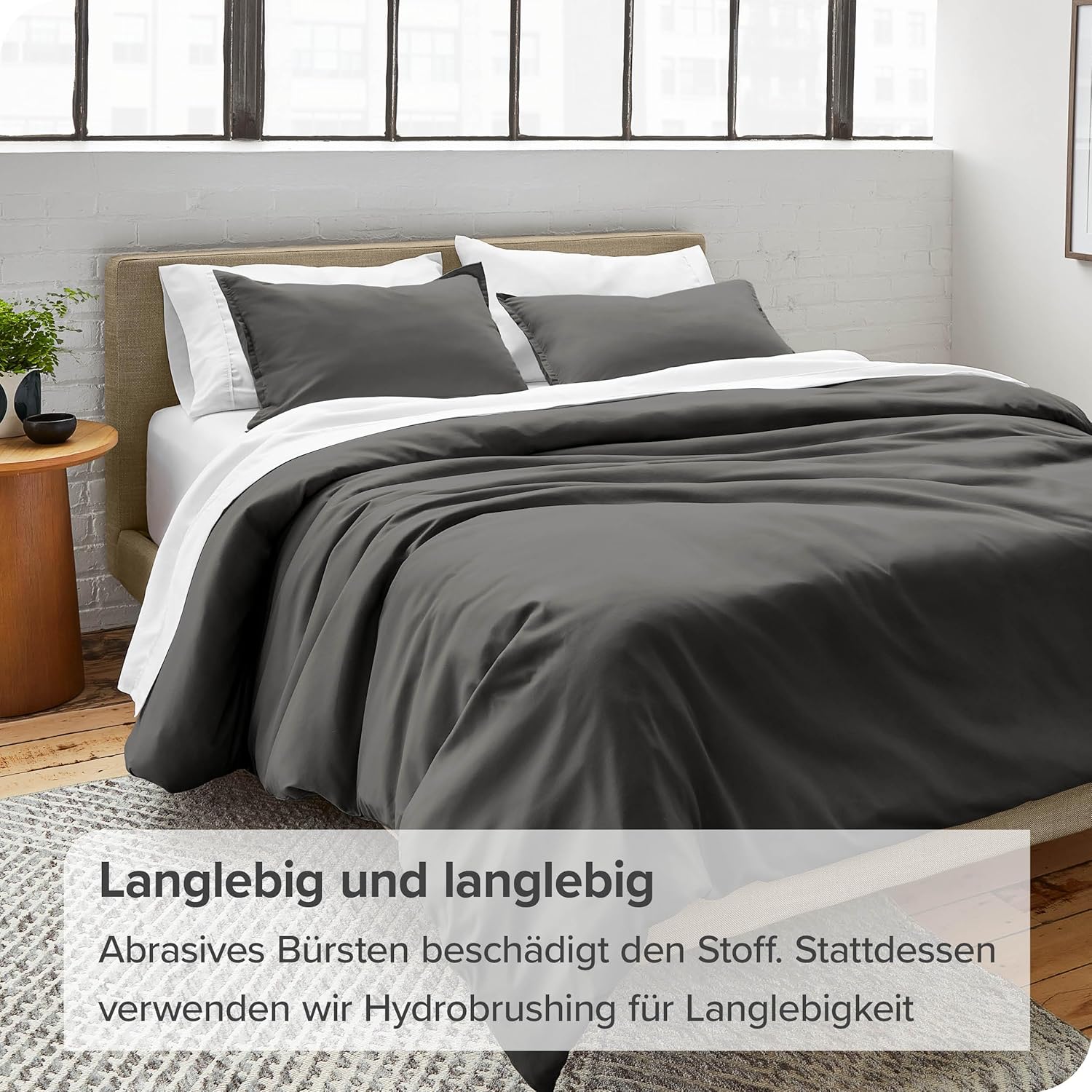MENDALE Housse de couette - Ensemble de literie de qualité supérieure - Housse de couette 220*240 cm avec taie d'oreiller 80*80 cm - Microfibre douce brossée - Gris foncé et gris clair