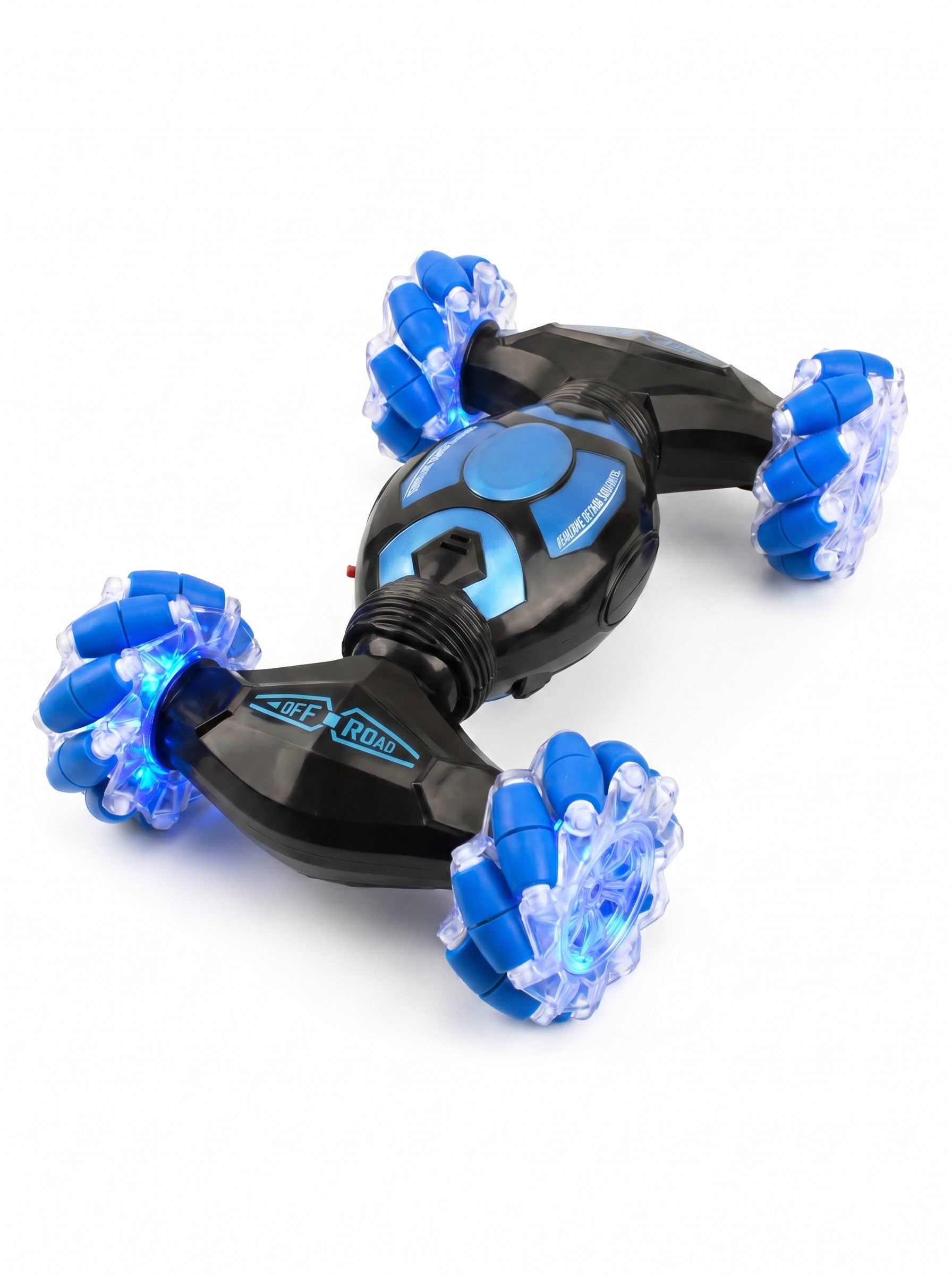 4x4 voiture RC 2,4G gestuelle double commande, retournement 360°, LED & musique, jouet tout-terrain, Une Pièce en Bleu