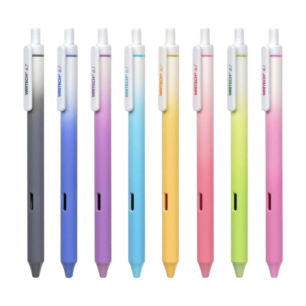 WRITECH Fine Point Lot de 8 stylos rétractables à encre gel multicolores - 0,7 mm