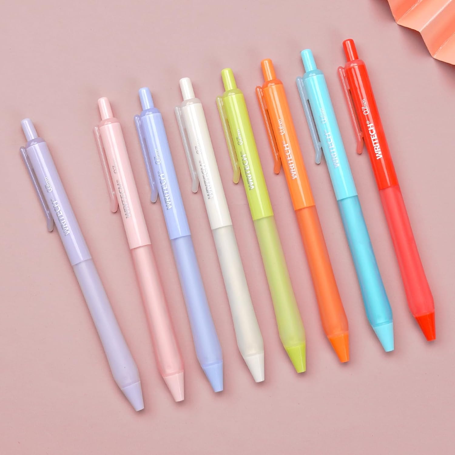 WRITECH Lot de 8 stylos rétractables à encre gel multicolore - 0,7 mm