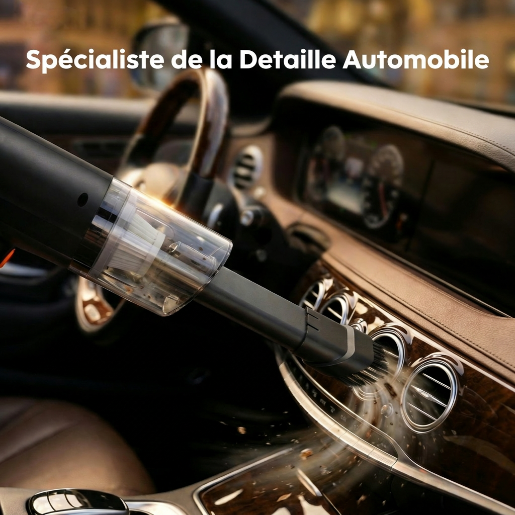 ATSHARK H2216-1 Mini Aspirateur de Voiture, Forte Aspiration de 3000Pa, Portable Sans Fil, Chargement USB 1800mAh, Noir
