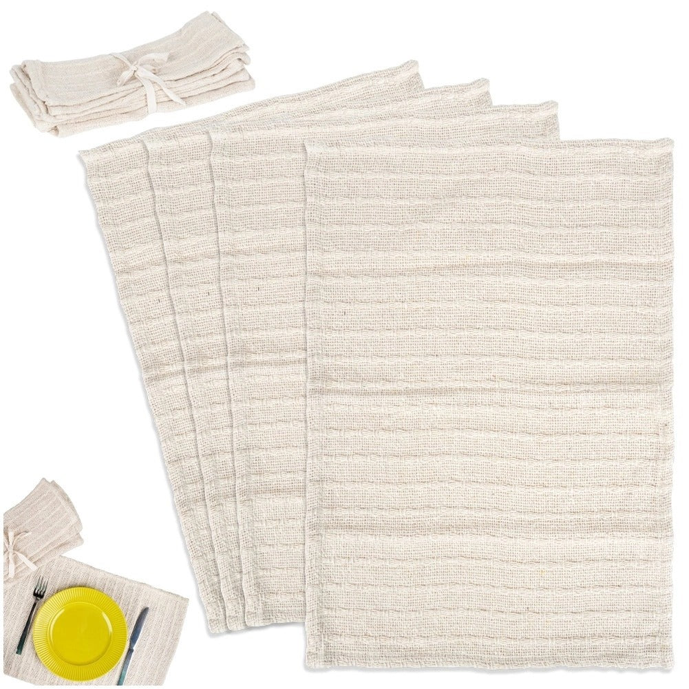 Koopman Lot de 4 sets de table en coton - Beige - 30 x 45 cm
