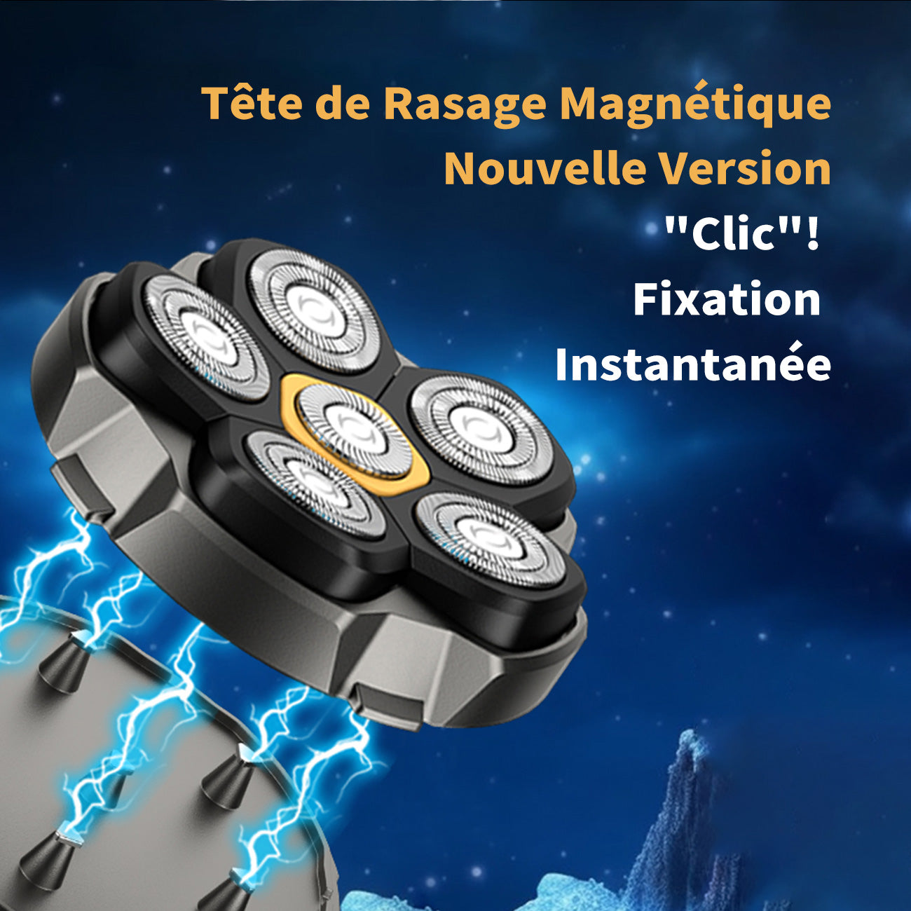Sparoma Rasoir pour homme chauve - rasoir électrique avec 6 têtes flottantes magnétiques, résistant à l’eau IPX6, avec écran intelligent LED, autonomie de 150 minutes - fk-8750, modèle bleu