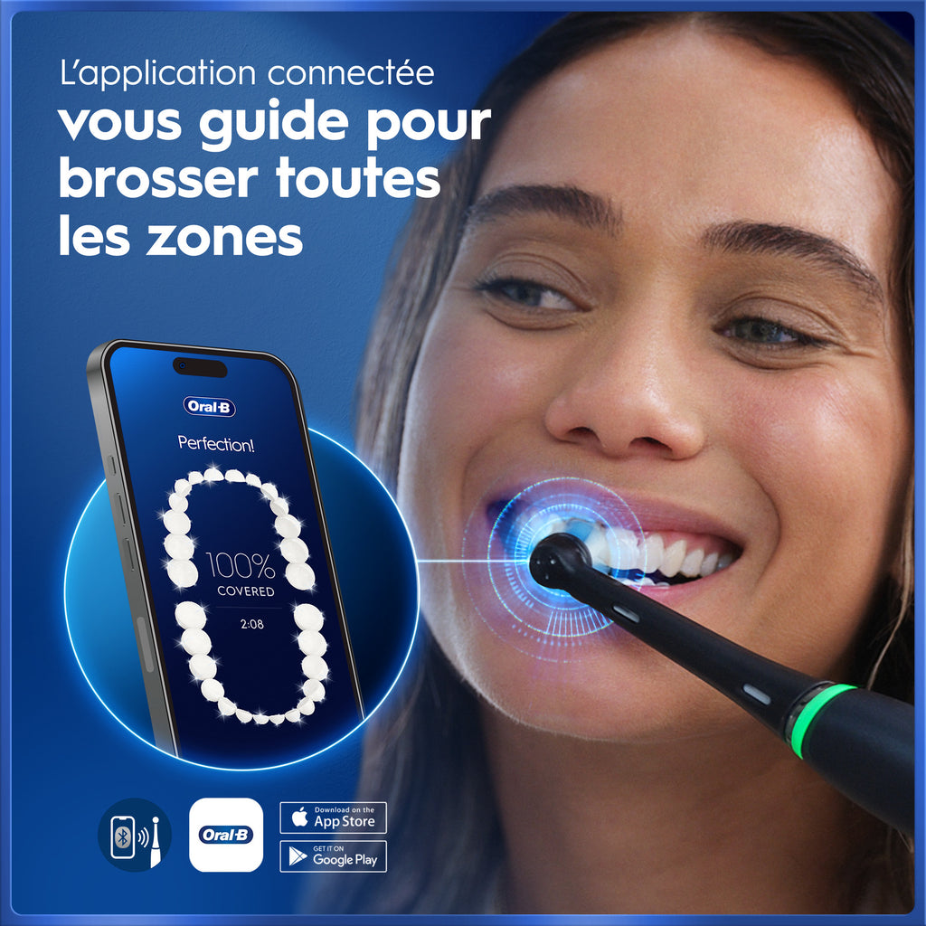 Oral-B iO 5 Lot de 2 brosses à dents électriques noir et blanc, 2 têtes de brosse