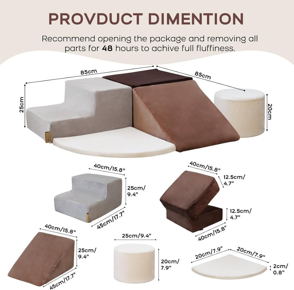 Blocs de construction en mousse pour enfants BanaSuper, blocs de construction en mousse XXL, certifiés EN71, jouet Montessori pour enfants, coque lavable pour le plaisir en intérieur, coffret de jeu en mousse douce pour bébé (Gris café)
