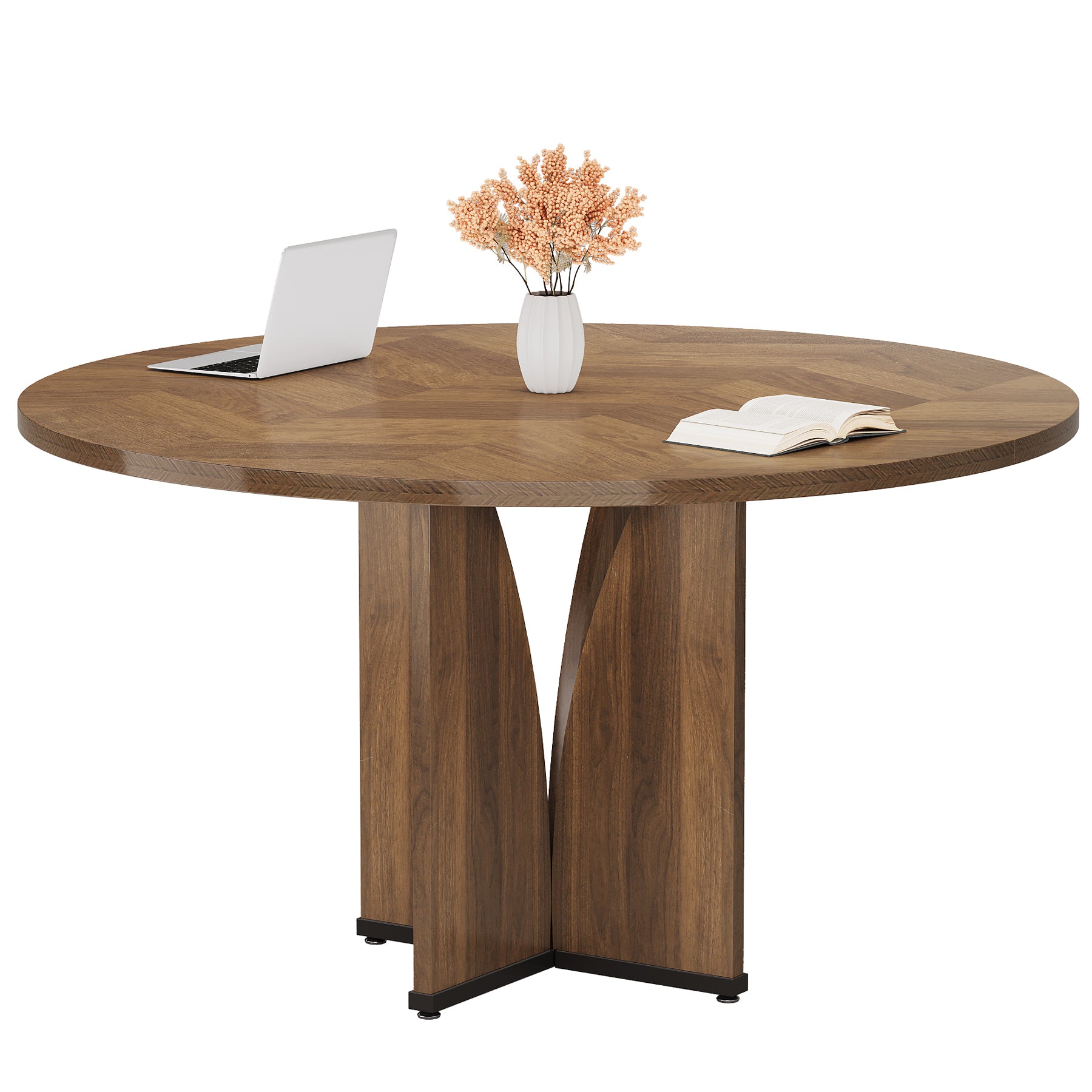 TRIBESIGNS Table ronde rustique pour 4 personnes marron - 100 cm