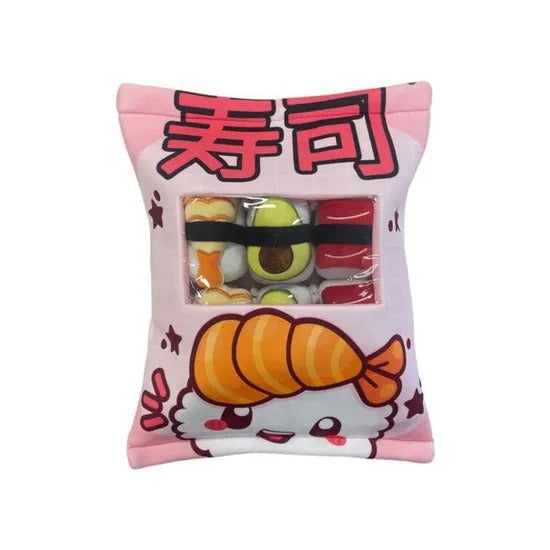 WT&T Coussin Kawaii + 6 mini peluches sushis