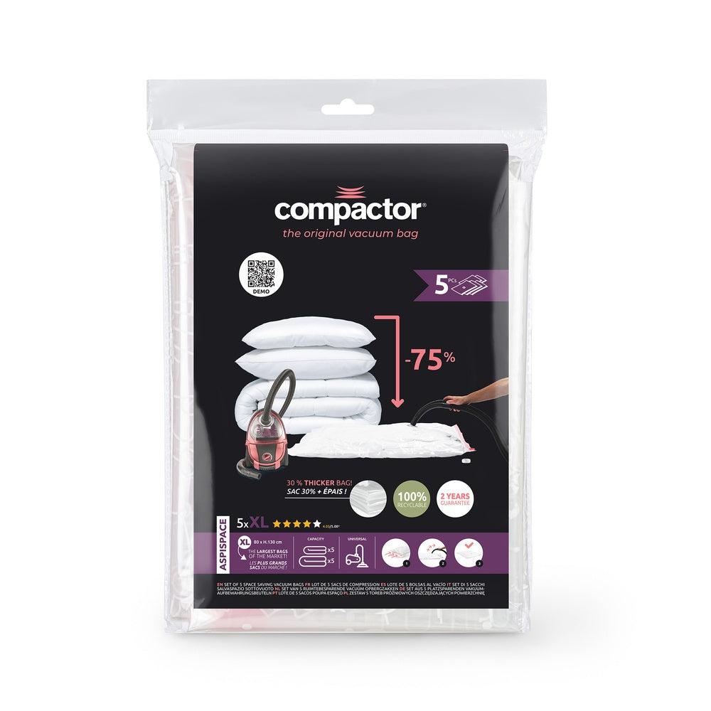 COMPACTOR Aspispace Sacs de Rangement sous Vide XL Lot de 5