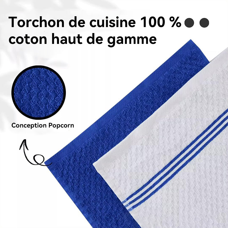 JORDAN&JUDY Lot de 6 torchons de cuisine bleus, doux et durables, sèchent rapidement et ne peluchent pas, 40 x 66 cm
