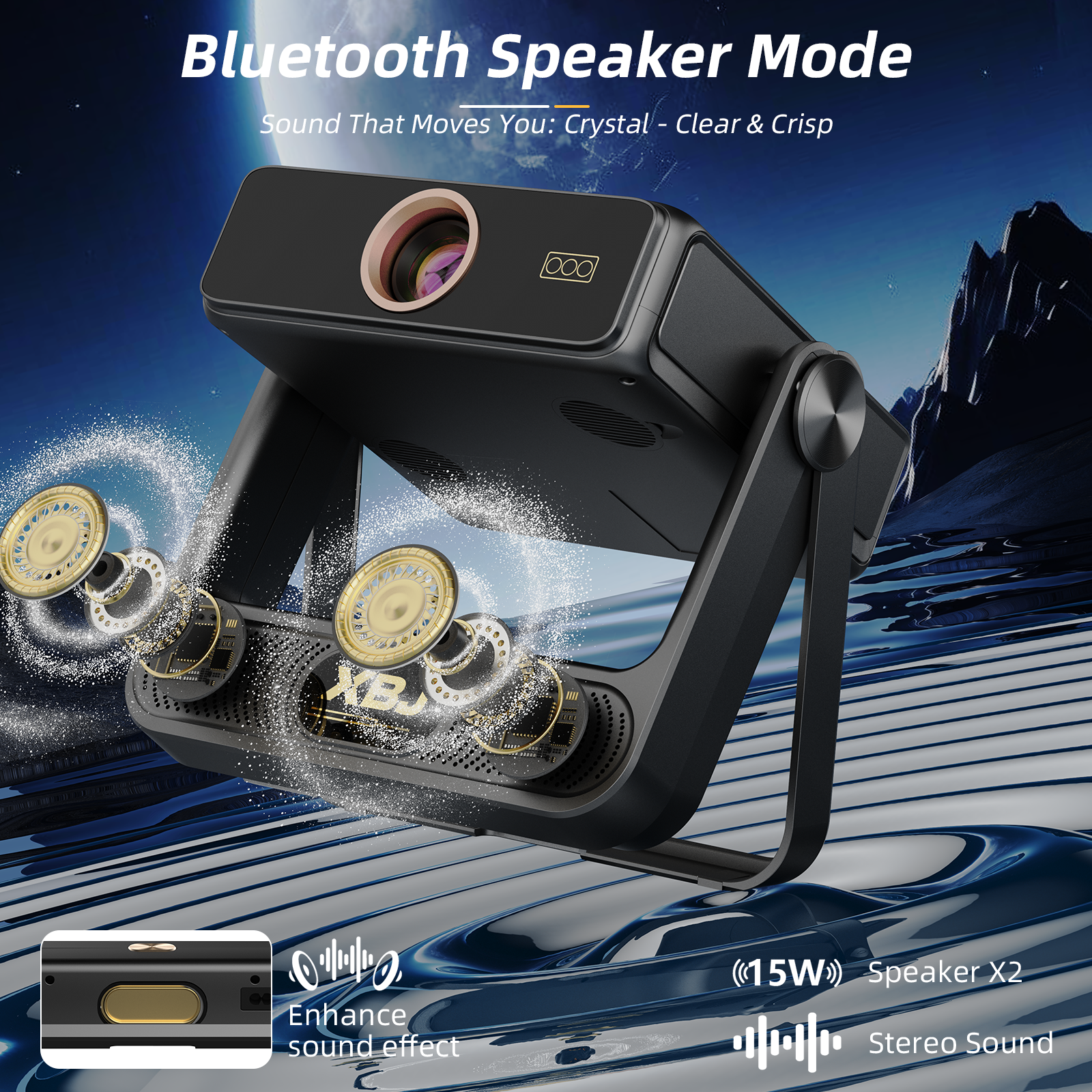 XBJ Projecteur d'extérieur XBJ avec tablette tactile, écran de 300 pouces, 1080P/4K, avec système Android, 900 ANSI, WiFi 6, compatible avec PS5/Switch, A5Pro - Gris