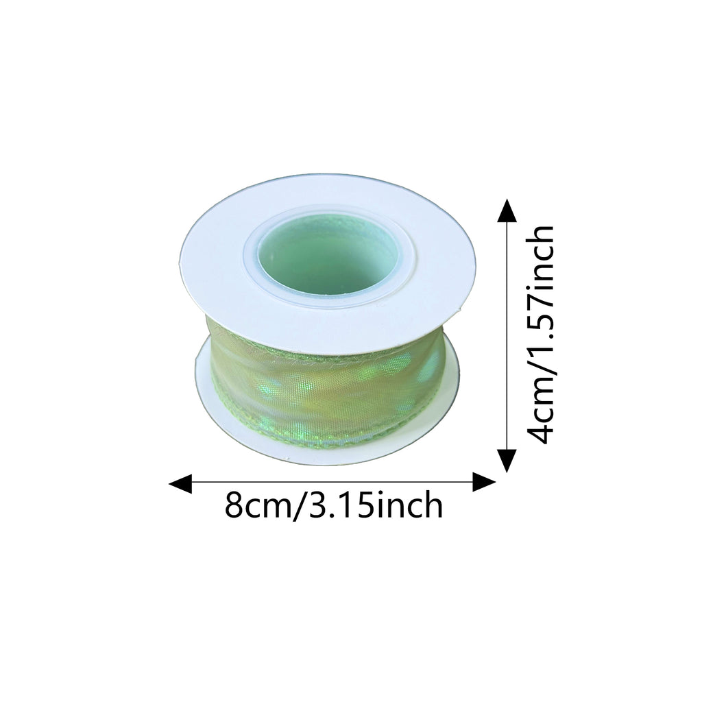 JU7CER Lot de 2 rubans irisés à queue de poisson 4,5 cm x 9 m ruban transparent à nœud motif ondulé ruban en soie de couleur unie matériau d'emballage floral
