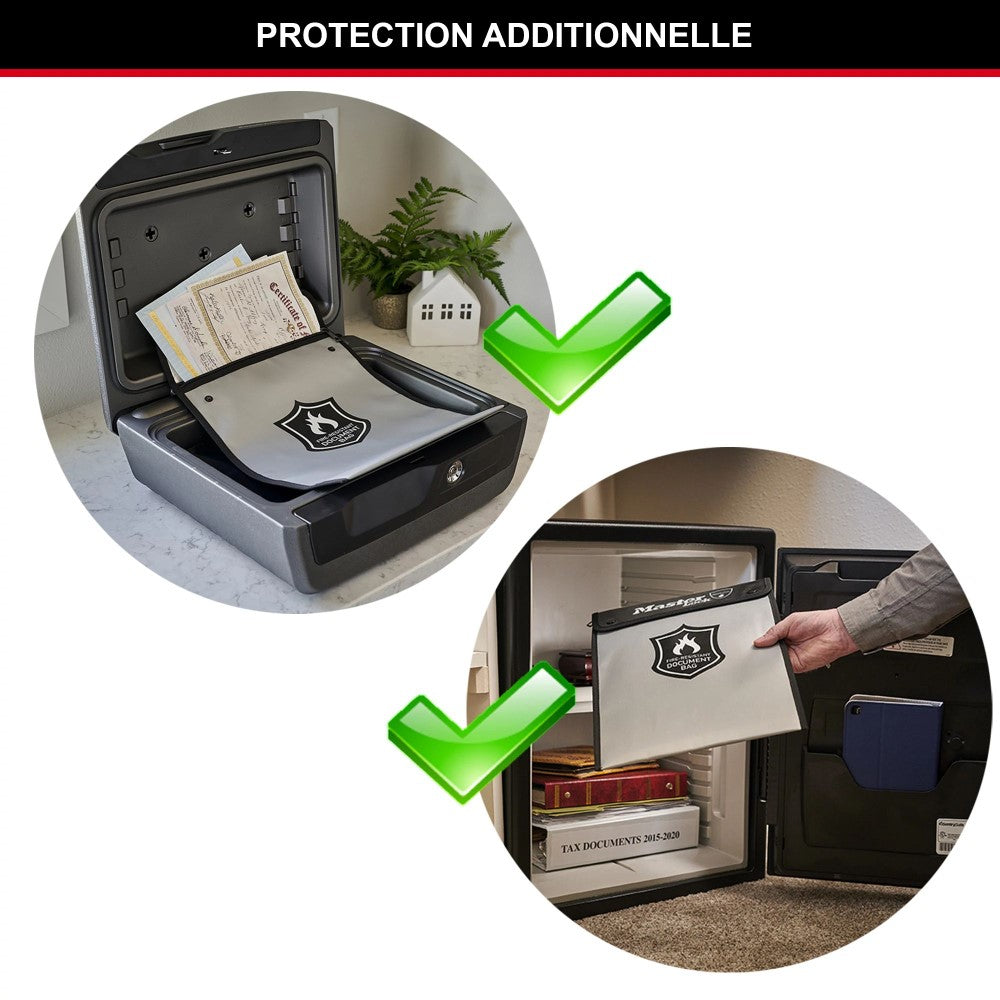 Master Lock FBWLZ0EURHRO Fireproof document bag silicone coated for fire resistance and water resistance to protect money, A4 documents, tablets, hard drives, ID papers and more