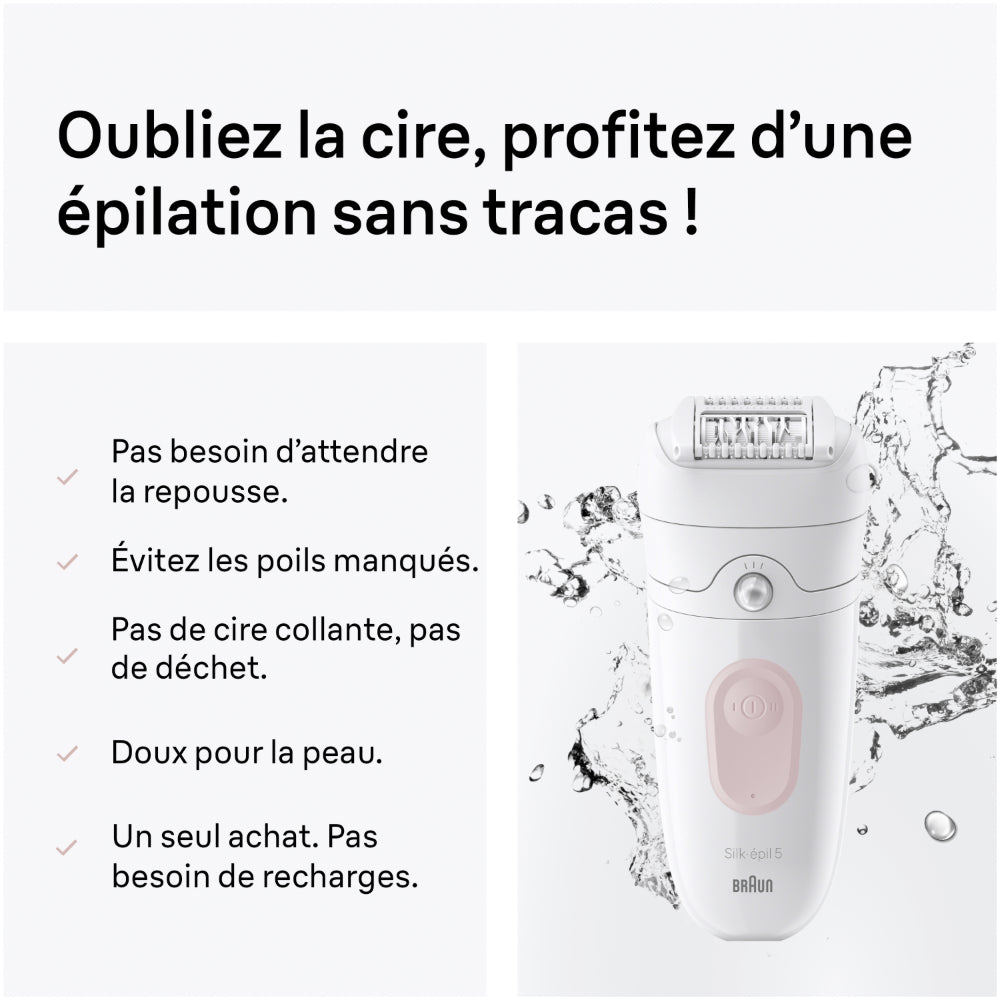 BRAUN Silk-epil 5 SE5-000 épilateur - 1 unité - rouleau de massage - utilisation à sec et sous l'eau - inclut un embout tondeuse