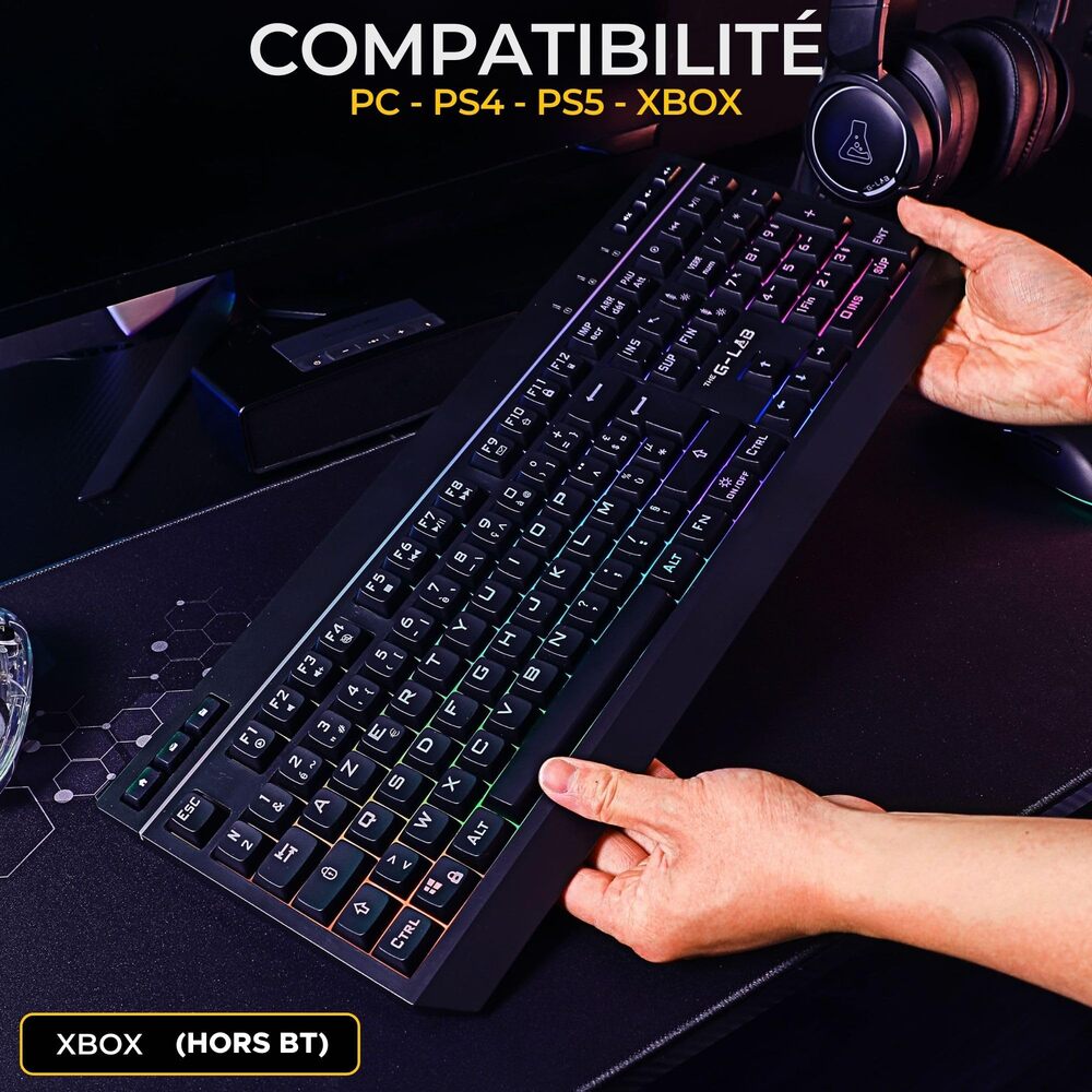 THE G-LAB Keyz Tungsten EX Clavier Gaming sans Fil - AZERTY - Noir