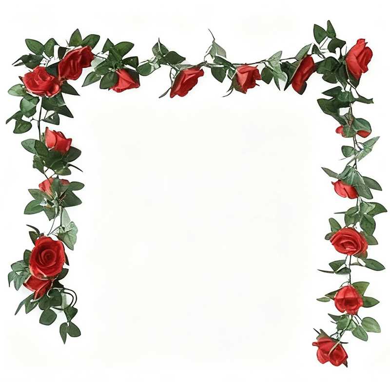 Wei's moment Lot de 2 Guirlandes de roses rouges artificielles, 7,54 ft, Plantes suspendues pour décoration de mariage jardin clôtures fête
