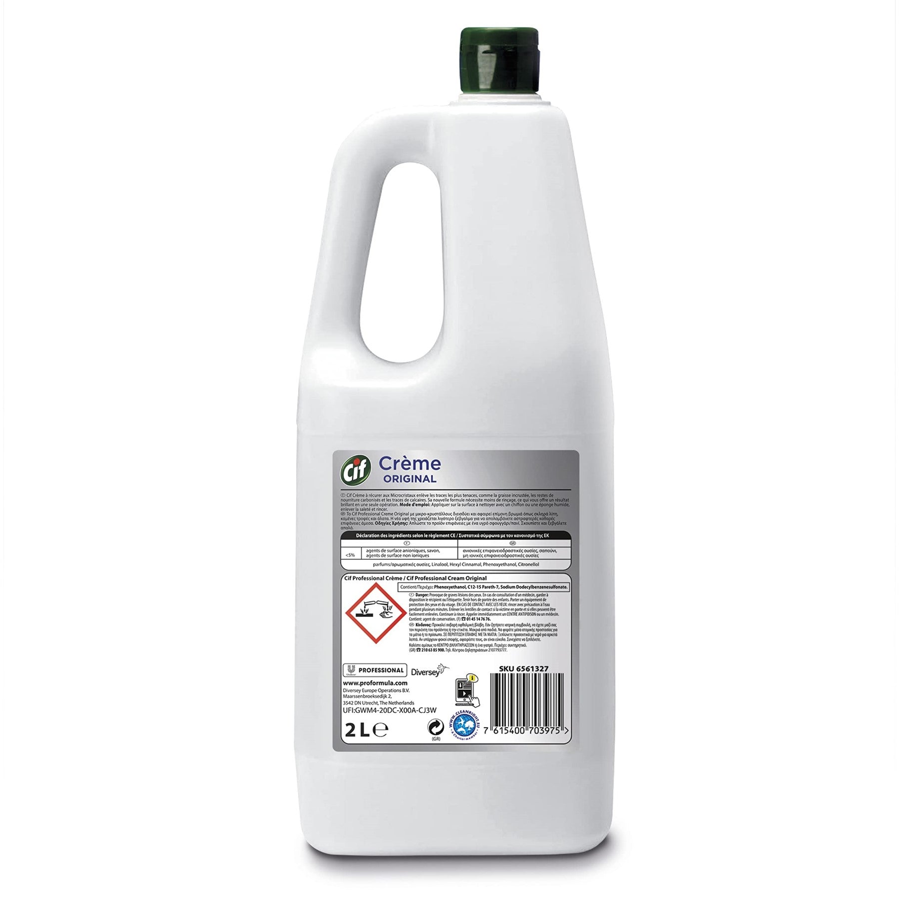 CIF Crème à récurer professionnelle non abrasive rinçage facile multi-surfaces 2 L